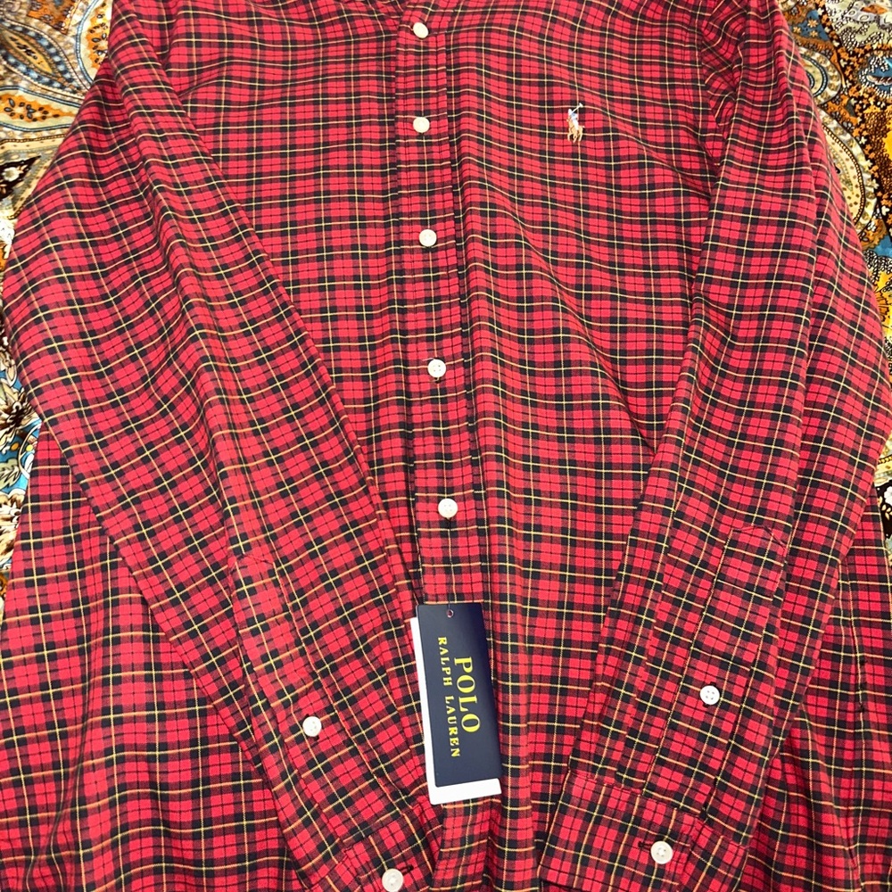 NWT! Ralph Lauren Red and Yellow Plaid Shirt